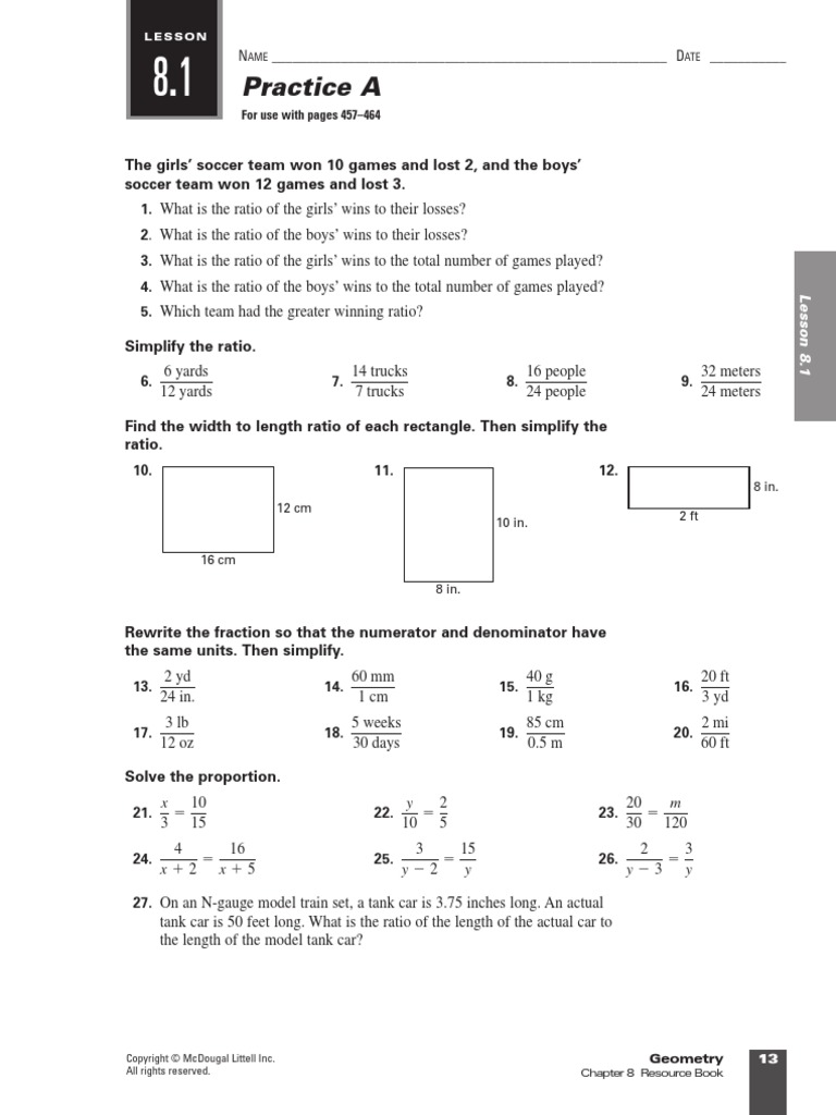 Geometry Chapter 8 Worksheets | PDF | Triangle | Euclid