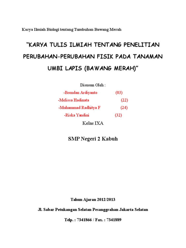 Contoh Karya Tulis Ilmiah Tentang Tanaman Berbagi Tanam