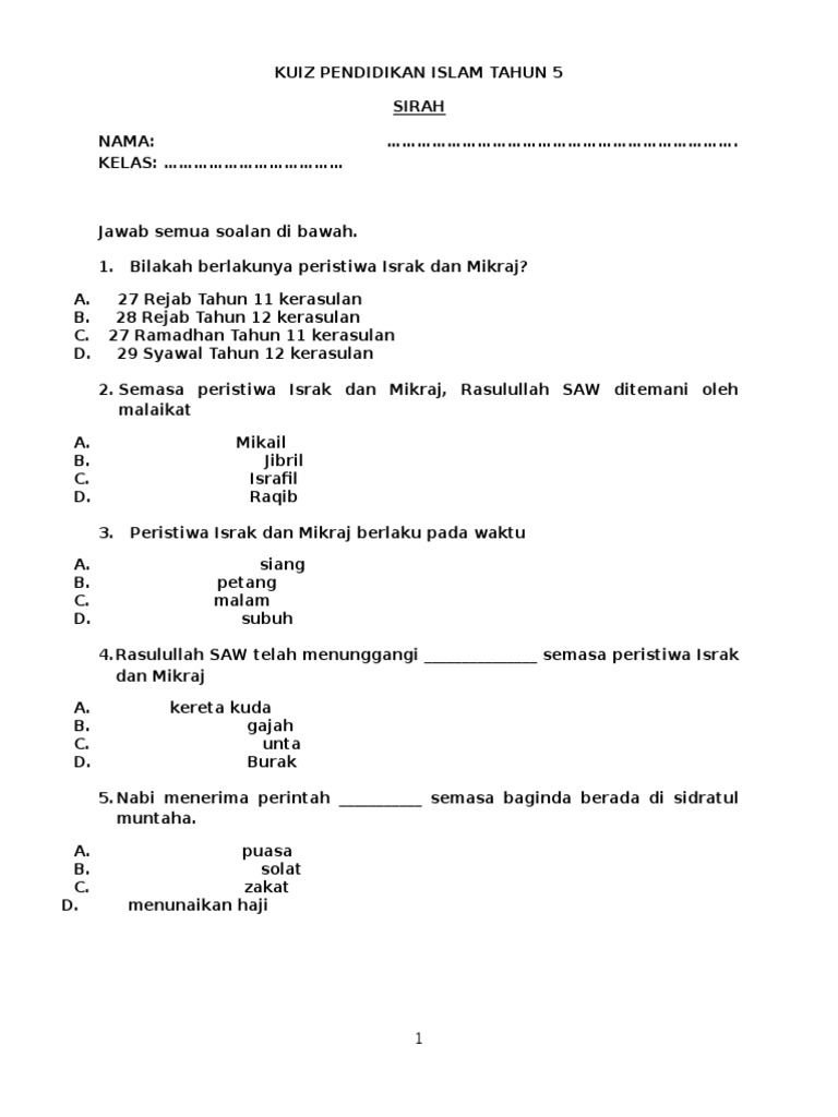 Kuiz Pendidikan Islam Tahun 5 Pdf