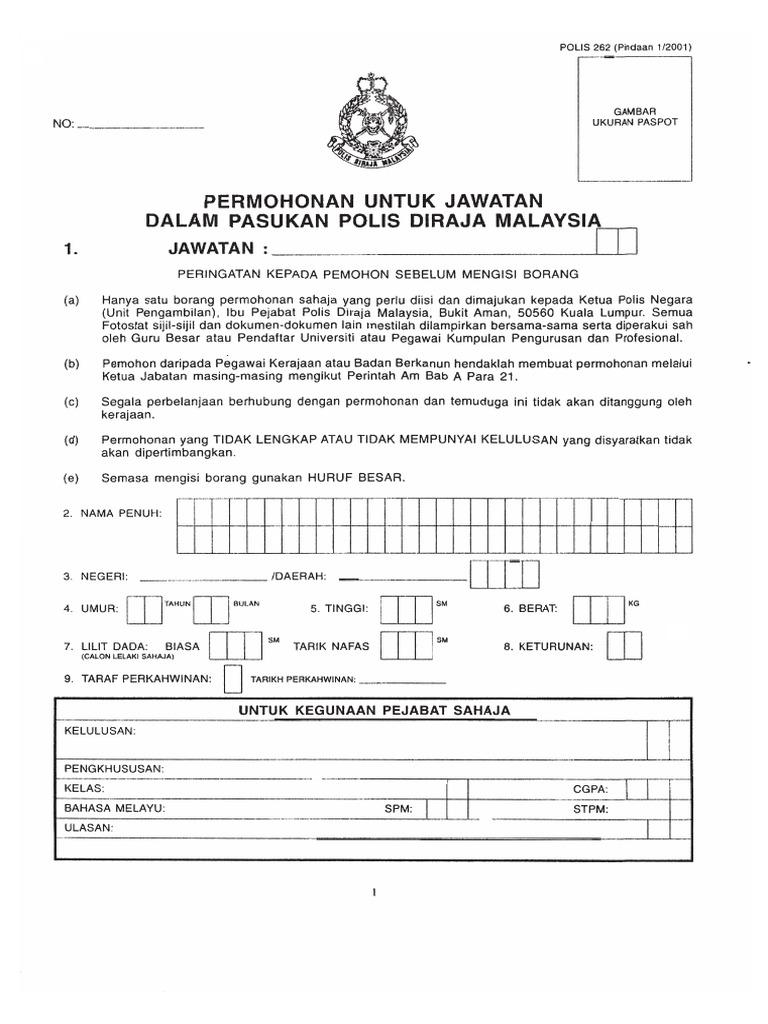Borang Permohonan Pdrm Pdf