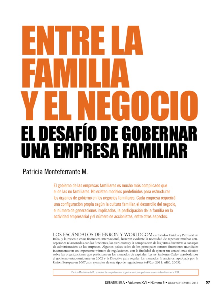 Gobernanza en Empresas Familiares | PDF | Familia | Junta Directiva