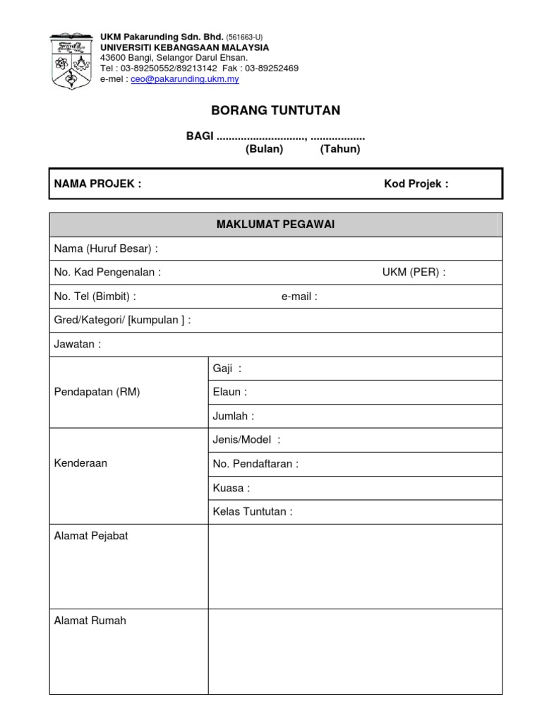 BORANG TUNTUTAN PAKARUNDING