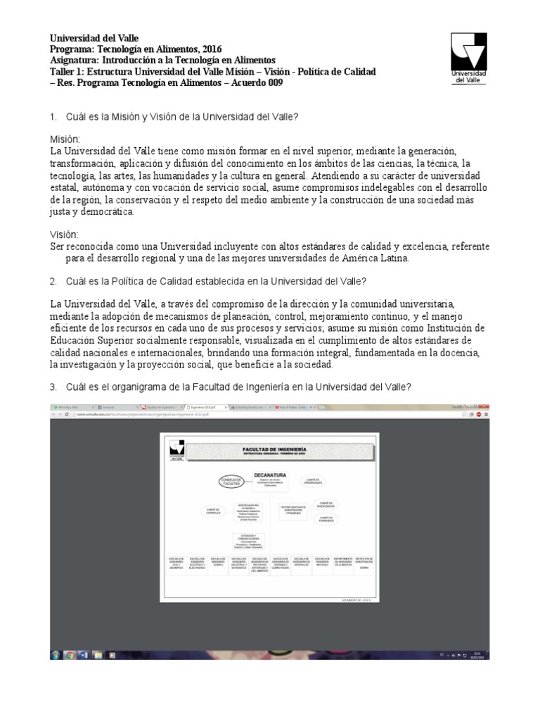 Taller 1 Estructura Univalle, Acuerdo 0091  Quality 