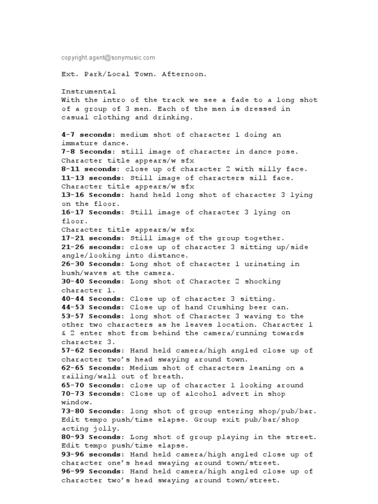 Music Video Script | PDF