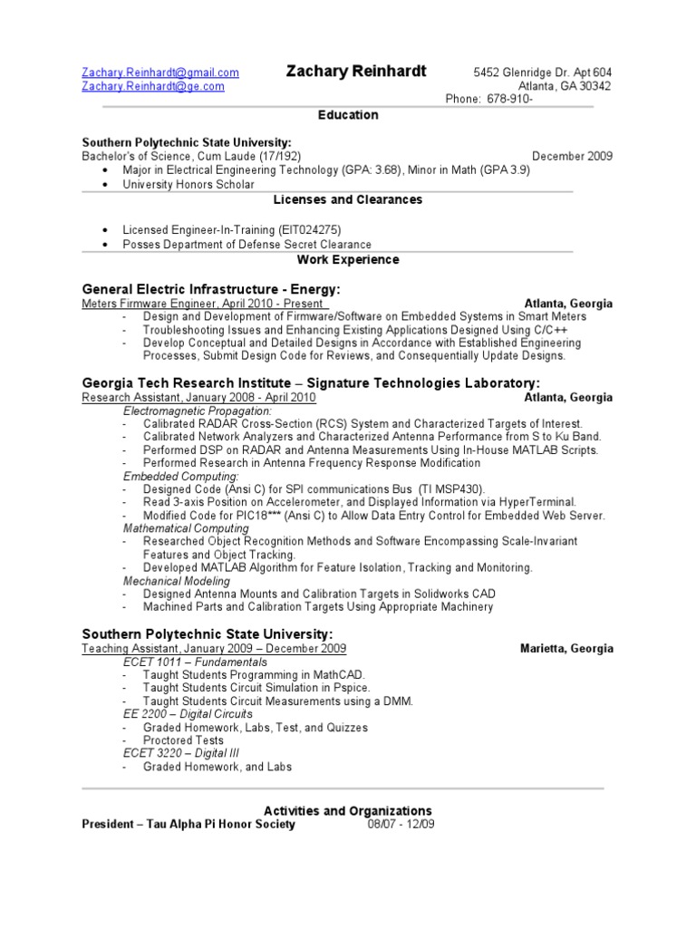 Engineering Resume | PDF | Embedded System | Radar