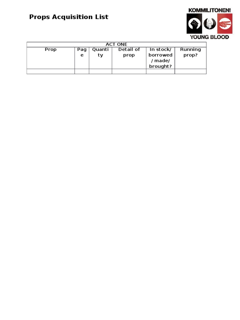 Props Acquisition Template | PDF | Business