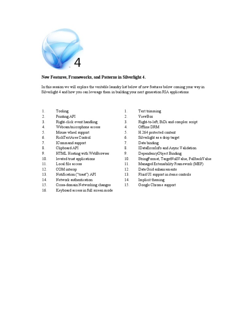 New Features in Silverlight 4 | PDF
