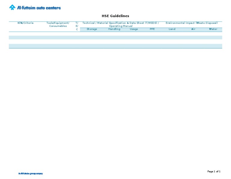 HSE Guidelines Matrix | PDF