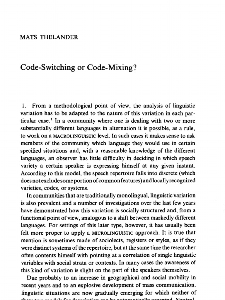 Code Mixing or Code Switching