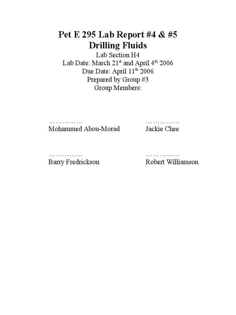 Drilling Fluids Lab Report Analysis | PDF | Technology & Engineering