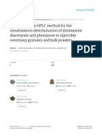 Validation of an HPLC method for the simultaneous determination of diminazene diaceturate and phenazone in injectable veterinary granules and bulk powders