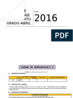 Unidad de Aprendizaje 4° Grado Ed. Primaria Mes de Abril 2016