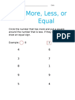 more less or equal worksheet