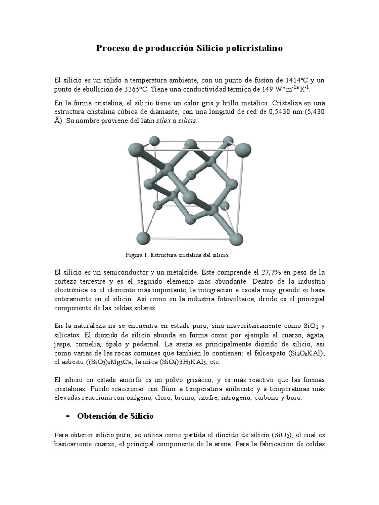 Silicio Monocristalino y Policristalino Silicio Química