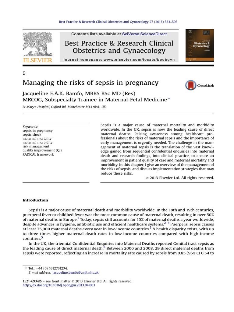 Managing Maternal Sepsis Risks | PDF | Sepsis | Maternal Death