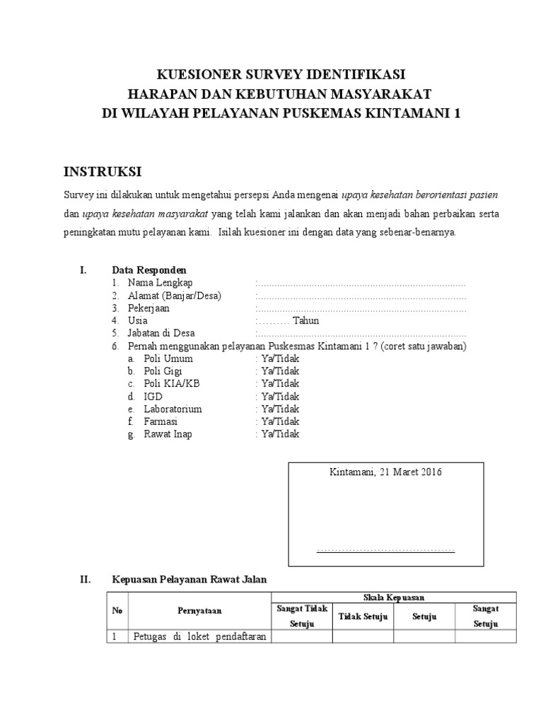 Kuesioner Survey Identifikasi