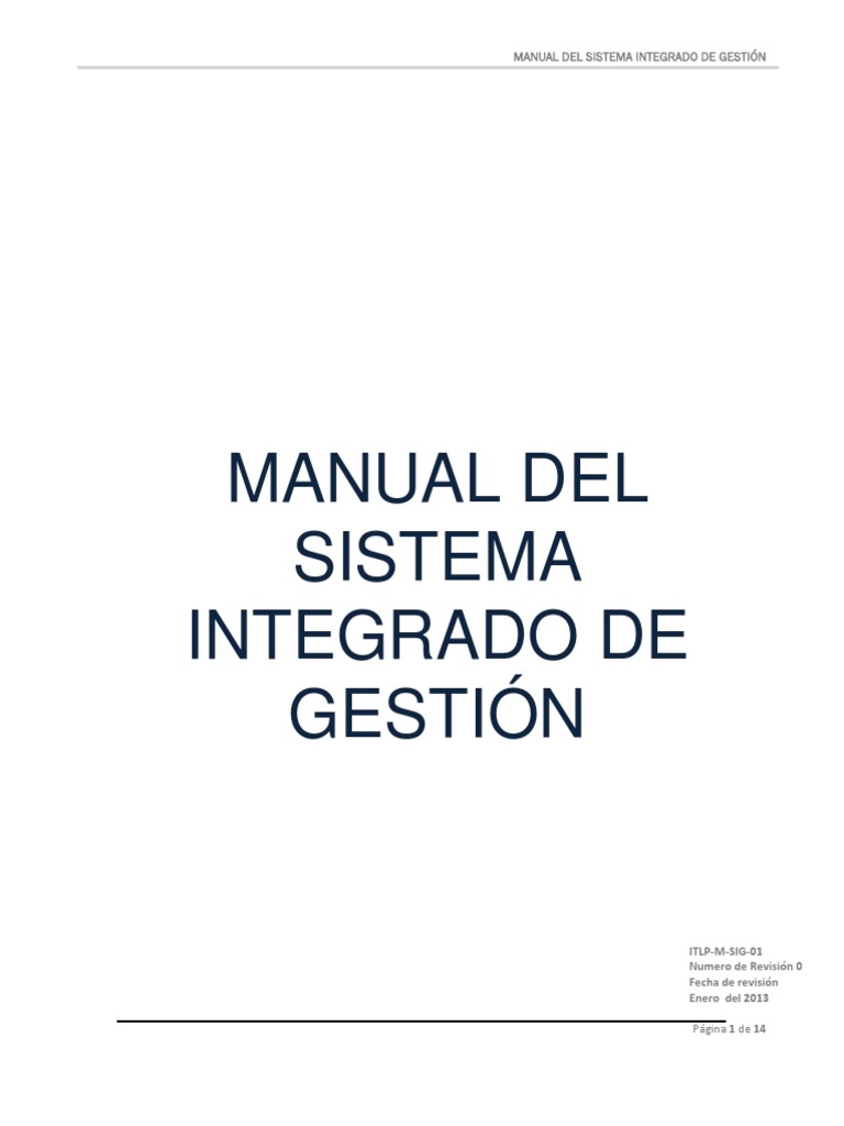 Manual del Sistema de Gestión Integral | PDF | Calidad (comercial ...