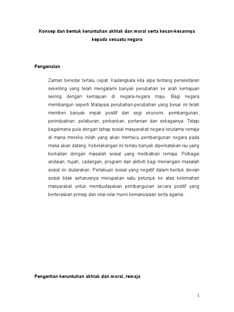 Keruntuhan Akhlak Muda Mudi Dan Cara Penyelesaiannya Pdf