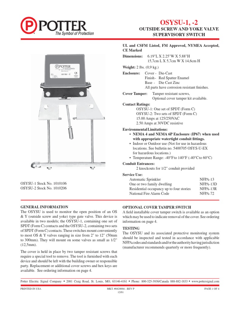 Tamper Switch PDF Screw Valve