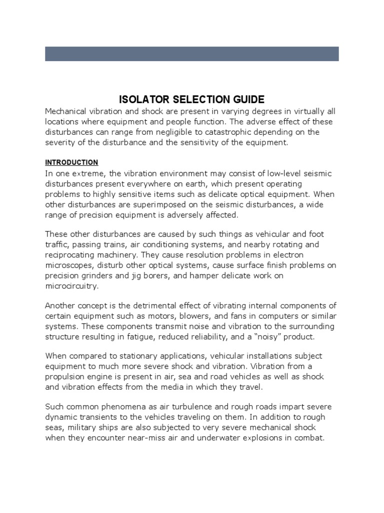 Vibration and Shock Isolator Guide | PDF | Normal Mode | Force
