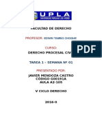 Javier Mendoza Castro Cod. G00191a Derecho Procesal Civil Semana 01