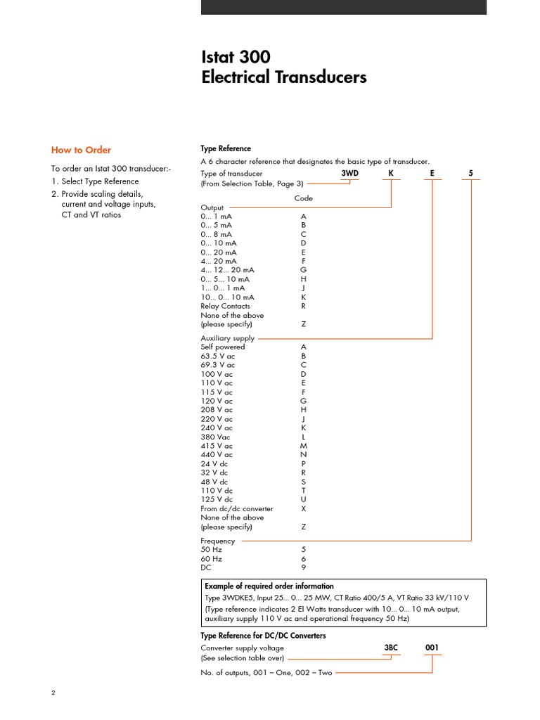 Istat 300 Transducer Ordering Guide | PDF | Power Supply | Alternating ...