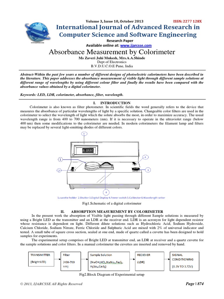 Colorimeter PDF PDF Optical Filter Color