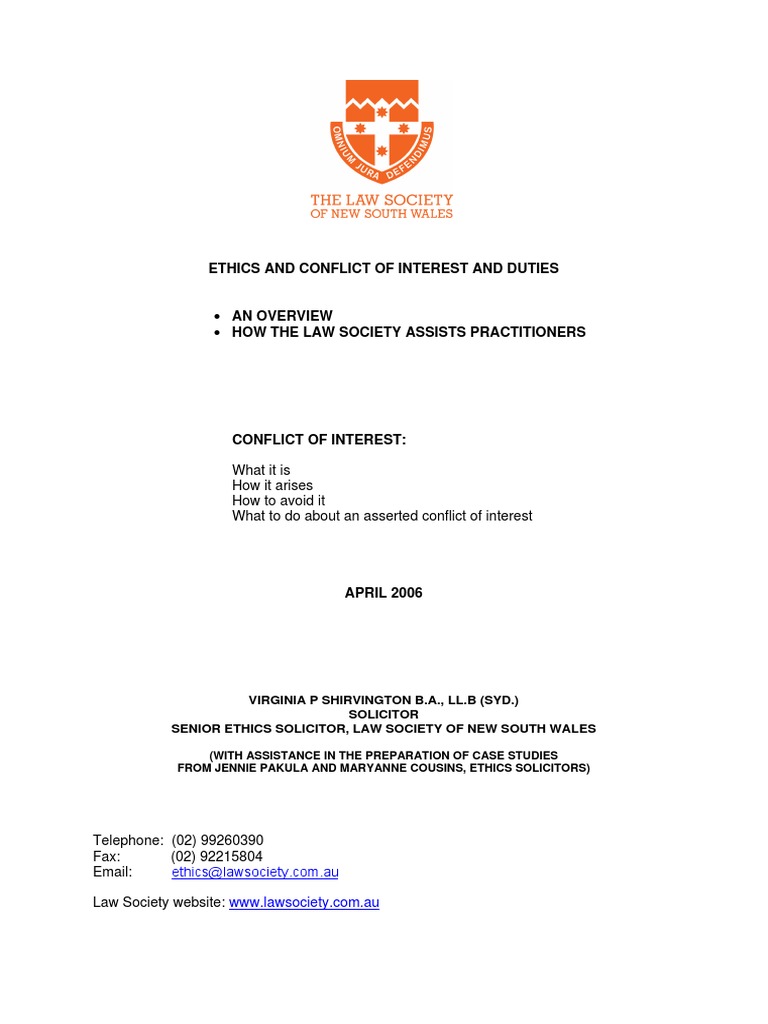 Ethics of Conflict of Interest in Law | PDF | Fiduciary | Confidentiality