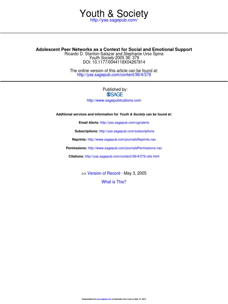Adolescent Peer Networks | PDF | Friendship | Adolescence