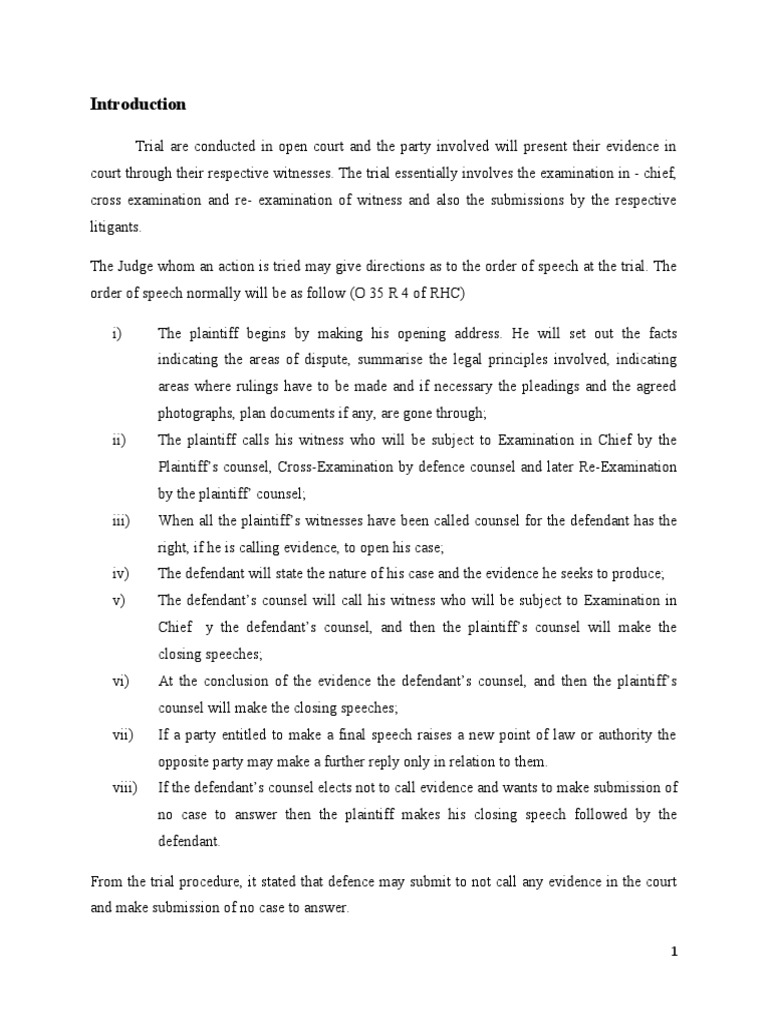 Submission of No Case To Answer in Civil Proceeding PDF Lawsuit