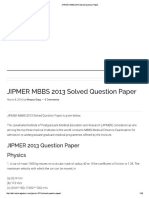 JIPMER MBBS 2013 Solved Question Paper