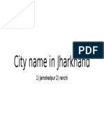 City Name in Jharkhand: 1) Jamshedpur 2) Ranchi