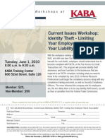 Current Issues Workshop: Identity Theft - Limiting Your Employees' Risk & Your Liability