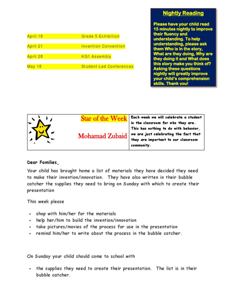 Grade 5 Invention Convention Guide | PDF | Reading Comprehension ...