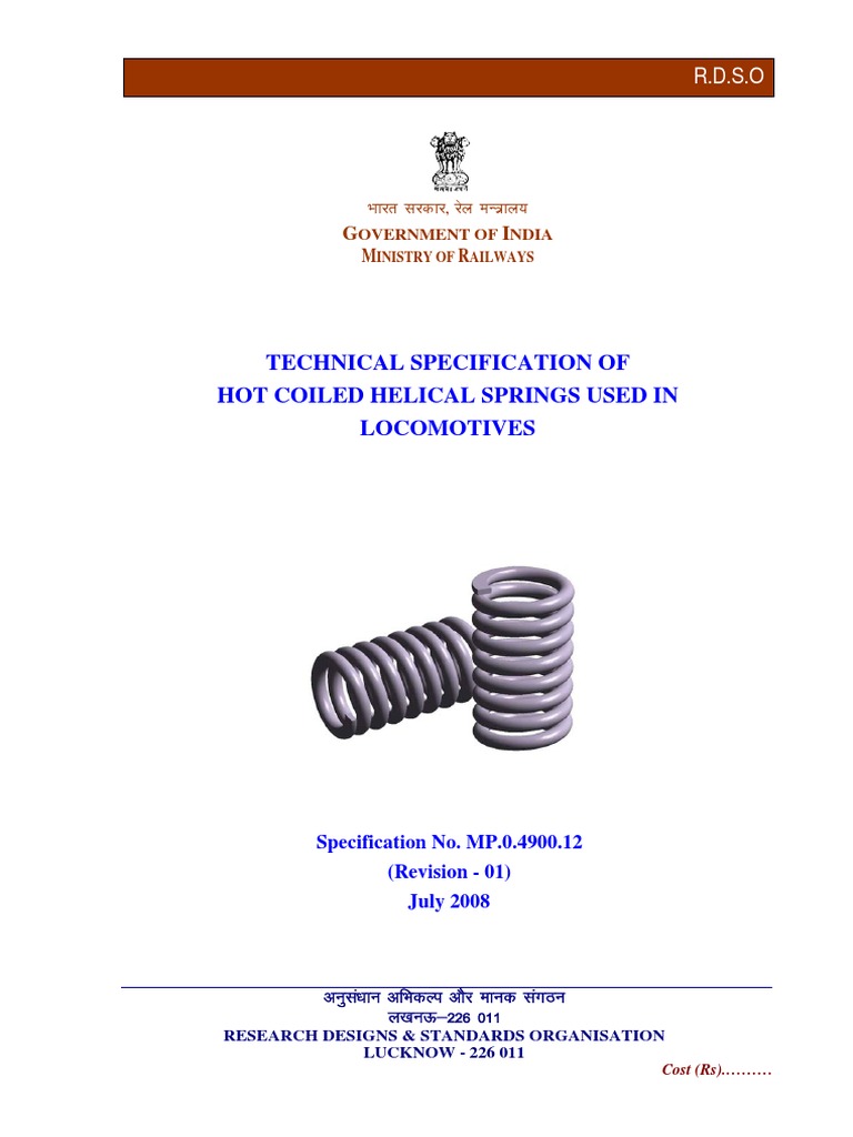 Hot Coiled Helical Springs for Locomotives | PDF | Heat Treating | Steel