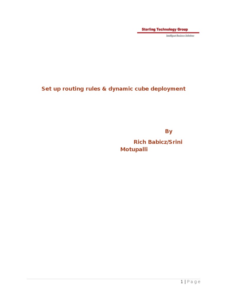 Dynamic Cube Deployment & Routing Setup | PDF | Oracle Database ...