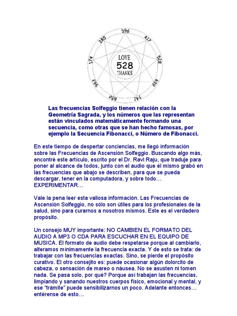 Las Frecuencias de Ascensión Solfeggio | PDF | Escala (música ...