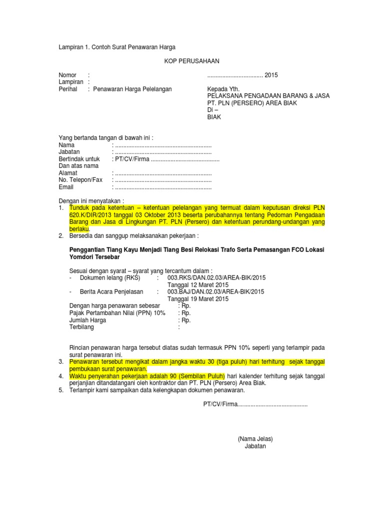 Format Surat Penawaran