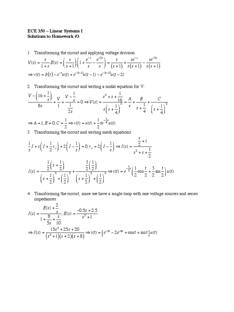ECE 350 Linear Systems I Homework Solutions | PDF | Teaching Methods ...