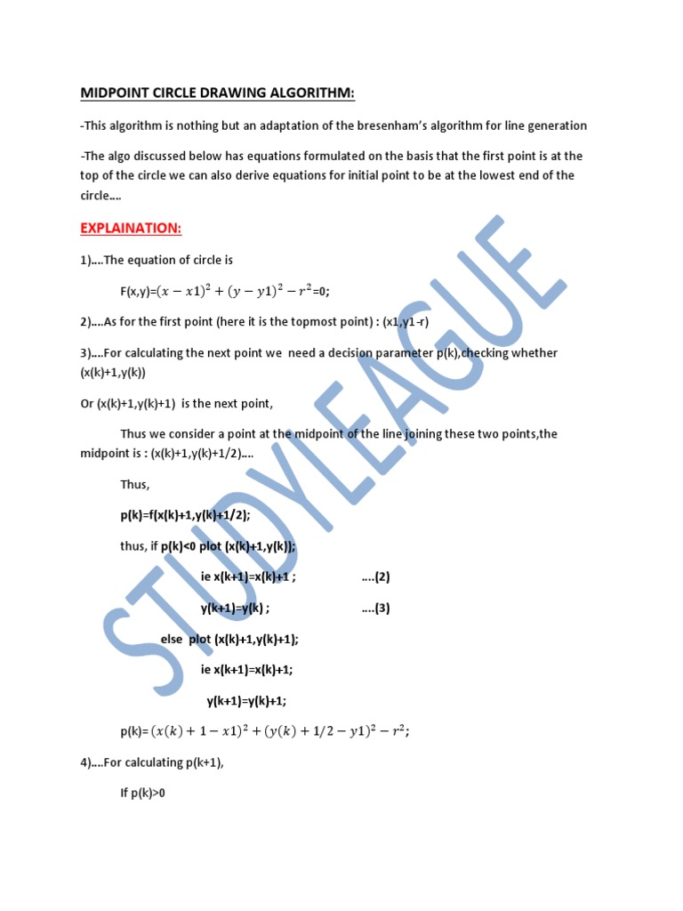 Circle Drawing Algorithm | PDF