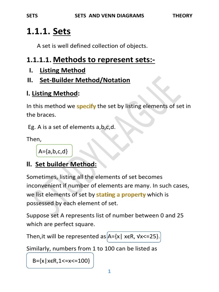 Sets and Operations On Sets | PDF | Teaching Methods & Materials