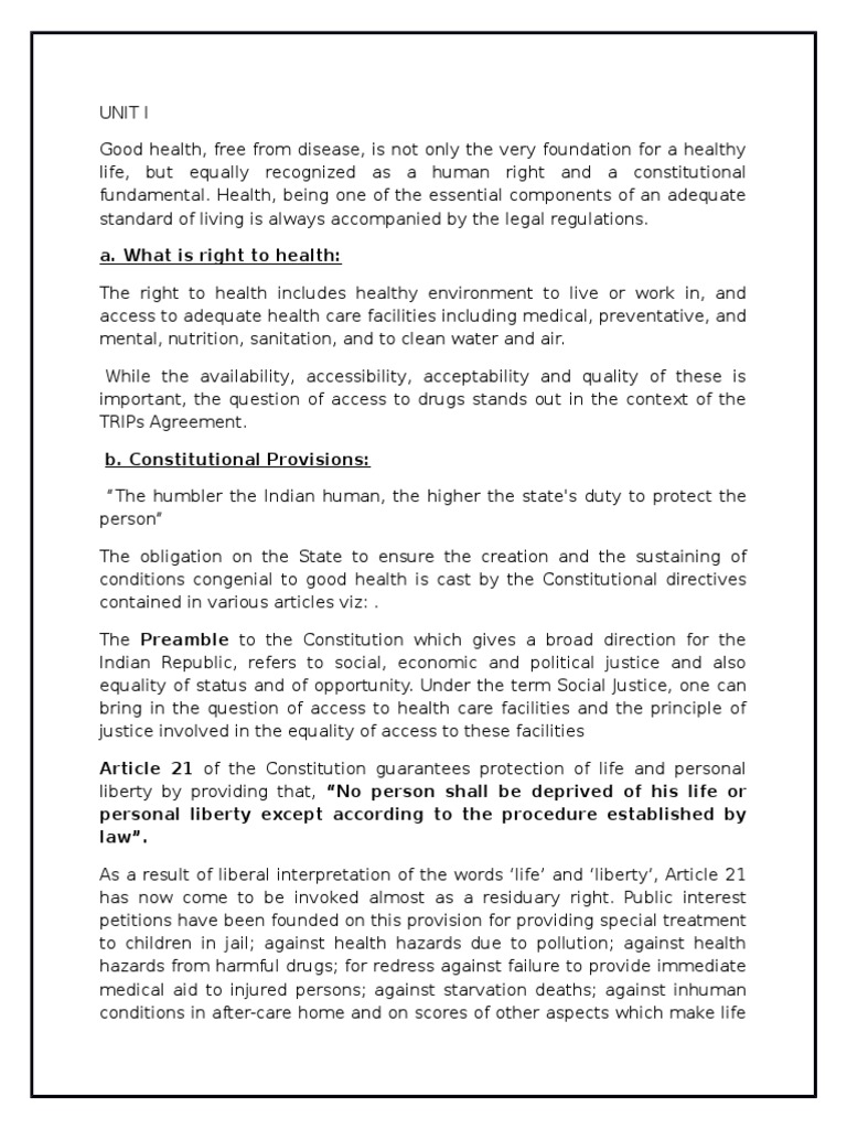 The Constitutional and International Recognition of the Right to Health An Analysis of Key