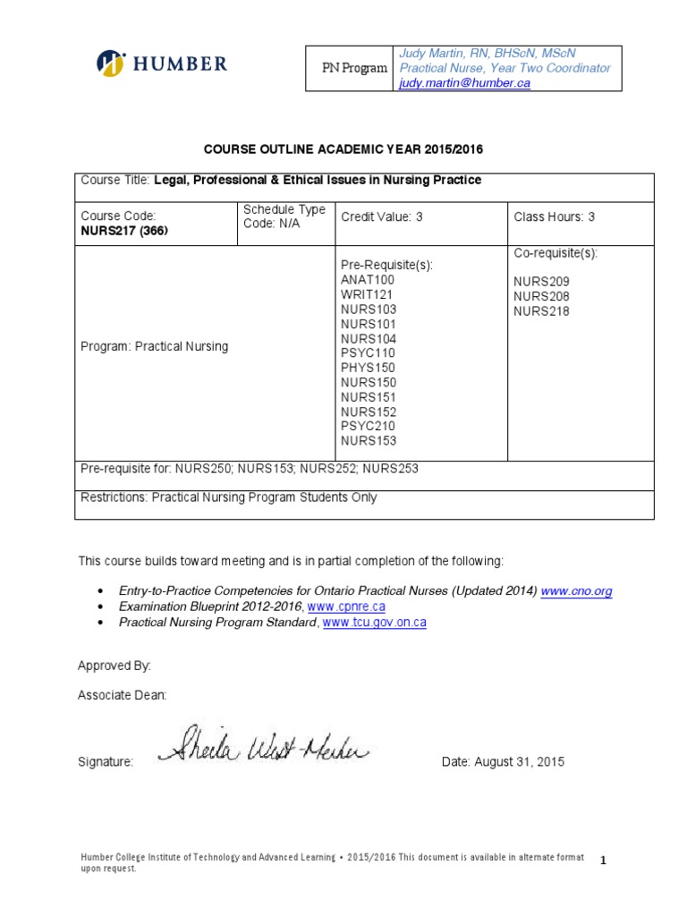 Nurs217 Ethics Course Outline | PDF | Nursing | Academic Integrity
