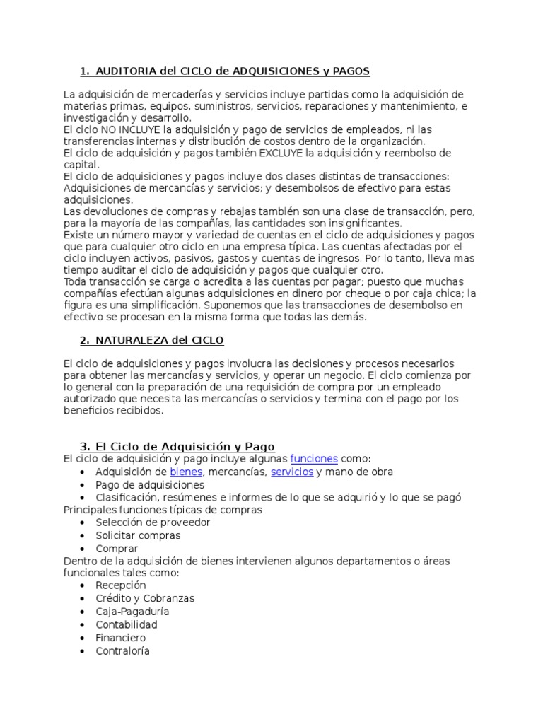 Auditoría de Adquisiciones y Pagos | PDF | Depreciación | Contabilidad