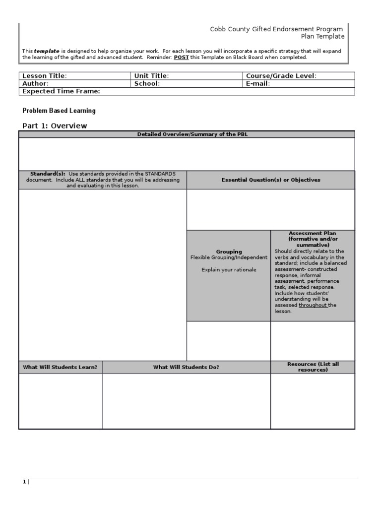 Project Based Learning Template from imgv2-1-f.scribdassets.com