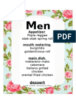 Menu Princess Party