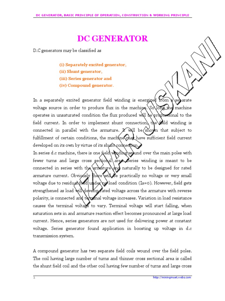 DC Generator: Construction & Operation | PDF | Electric Generator ...