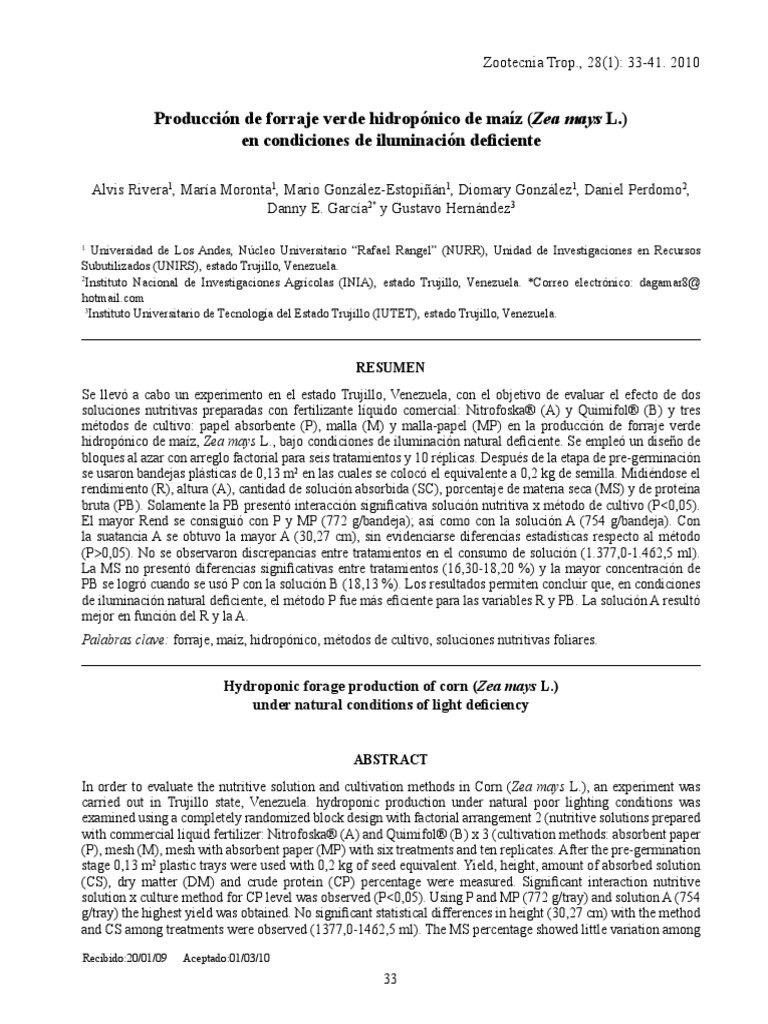 Efecto De La Nutricin Sobre La Calidad Del Forraje Verde