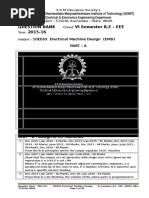 Electrical Machine Design Question Bank - As Per VTU Syllabus