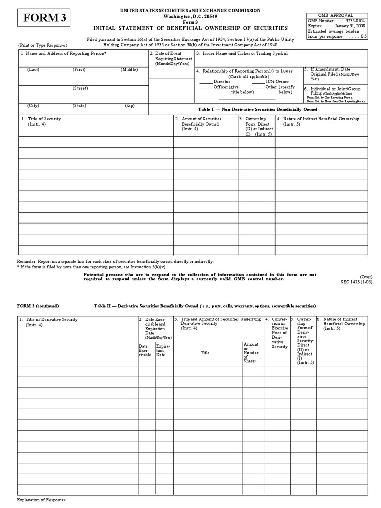 Insider Ownership Filing | PDF | Securities (Finance) | U.S. Securities ...